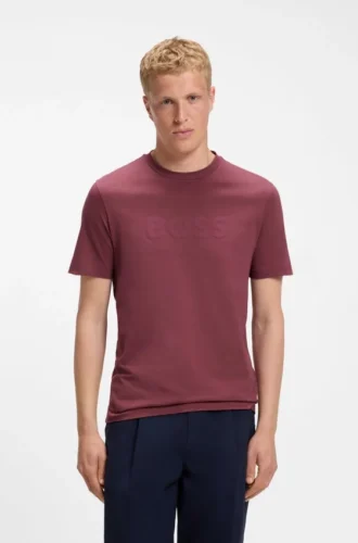 Baumwoll-T-Shirt in Regular-Fit mit modernem Logo