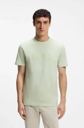 Baumwoll-T-Shirt in Regular-Fit mit modernem Logo