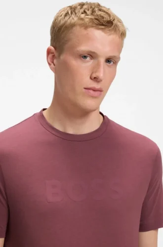 Baumwoll-T-Shirt in Regular-Fit mit modernem Logo