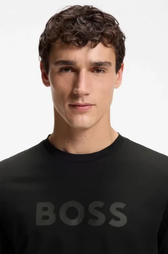 Baumwoll-T-Shirt in Regular-Fit mit modernem Logo