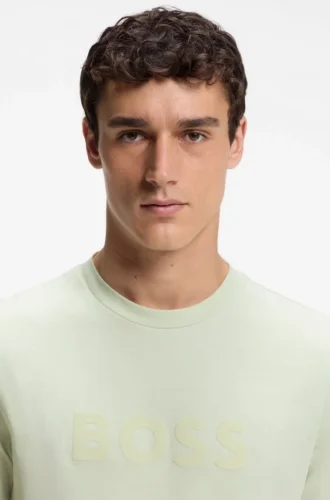 Baumwoll-T-Shirt in Regular-Fit mit modernem Logo