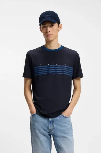 Baumwoll-T-Shirt mit aufgedruckten Streifen