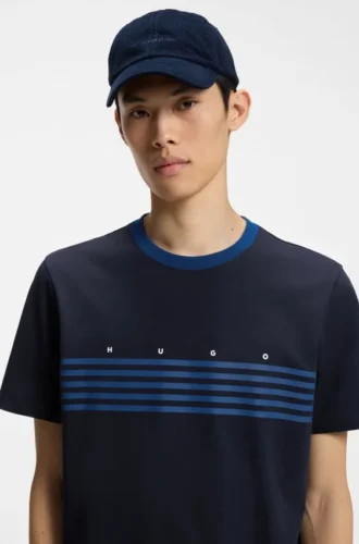Baumwoll-T-Shirt mit aufgedruckten Streifen