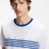Baumwoll-T-Shirt mit aufgedruckten Streifen
