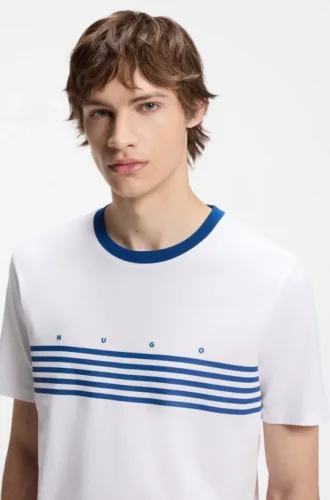 Baumwoll-T-Shirt mit aufgedruckten Streifen