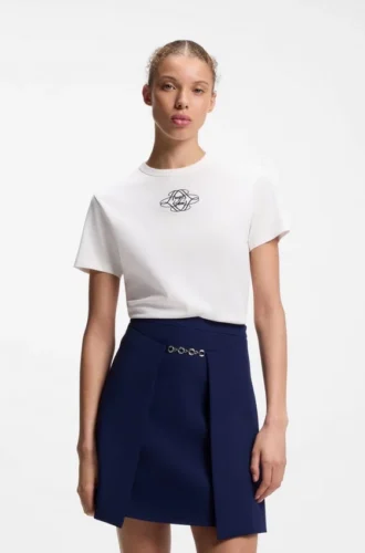 Baumwoll-T-Shirt mit gesticktem Logo