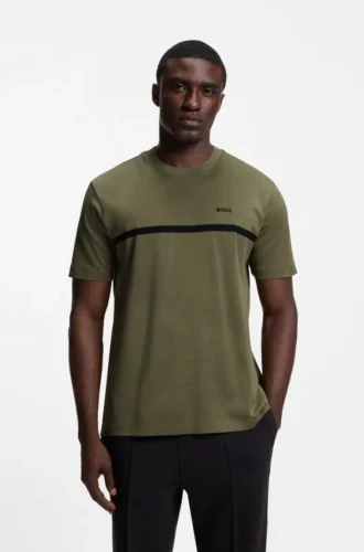 Baumwoll-T-Shirt mit Logo und Streifen