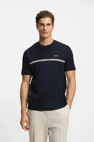 Baumwoll-T-Shirt mit Logo und Streifen