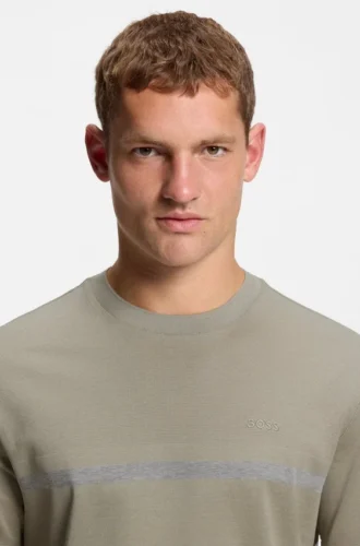 Baumwoll-T-Shirt mit Logo und Streifen