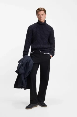 BECKHAM x BOSS Cargohose aus Baumwolle mit feinem Muster