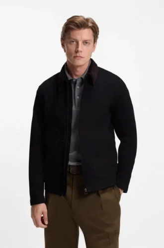 BECKHAM x BOSS Jacke aus schwarzem, festem Denim