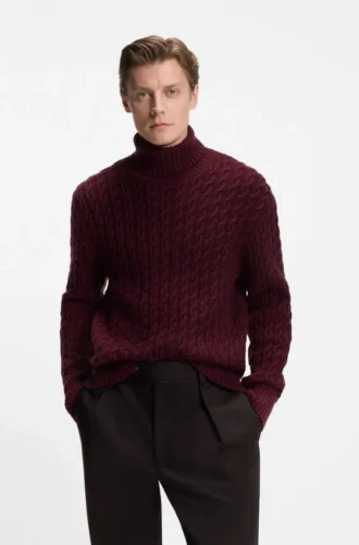 BECKHAM x BOSS Pullover aus Wolle und Kaschmir mit Zopfmuster