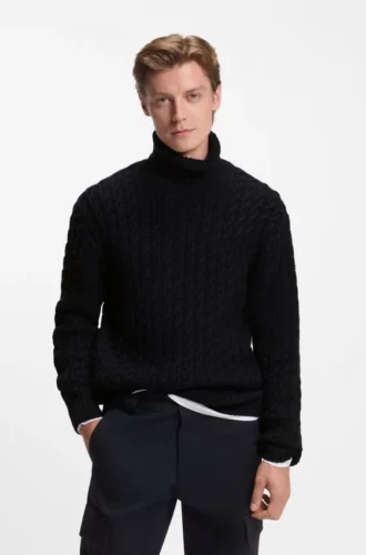BECKHAM x BOSS Pullover aus Wolle und Kaschmir mit Zopfmuster