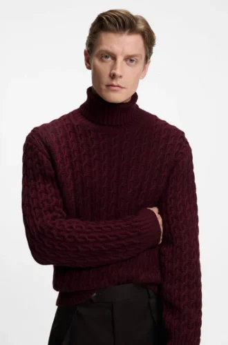 BECKHAM x BOSS Pullover aus Wolle und Kaschmir mit Zopfmuster