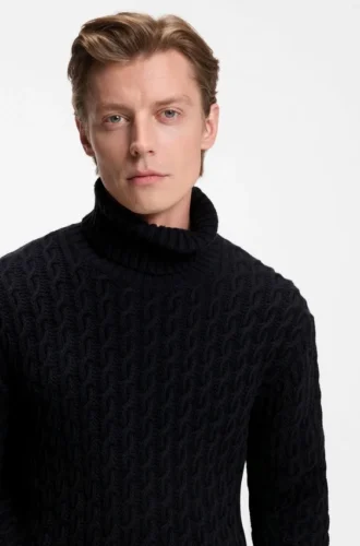 BECKHAM x BOSS Pullover aus Wolle und Kaschmir mit Zopfmuster
