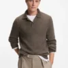 BECKHAM x BOSS Pullover mit Mouliné-Rippmuster und Polokragen
