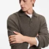 BECKHAM x BOSS Pullover mit Mouliné-Rippmuster und Polokragen