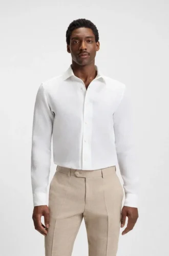 BECKHAM x BOSS Regular-Fit-Hemd aus Leinen