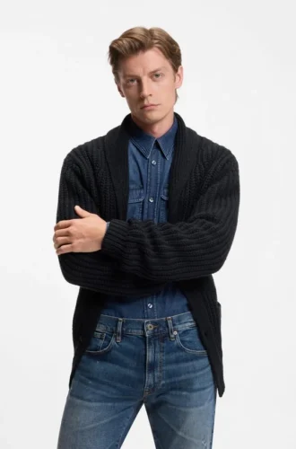 BECKHAM x BOSS Strickjacke in Relaxed-Fit aus Wolle und Kaschmir