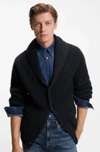 BECKHAM x BOSS Strickjacke in Relaxed-Fit aus Wolle und Kaschmir