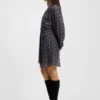 Bedrucktes Crêpe-Kleid mit Smokarbeit