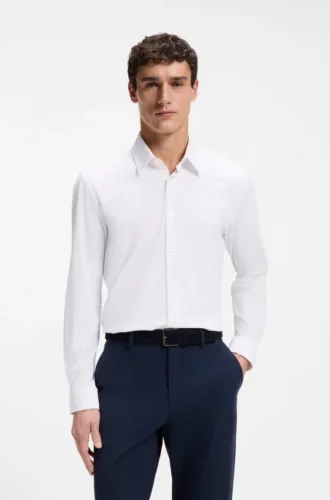Bedrucktes Hemd in Regular-Fit aus Performance-Stretch-Jersey