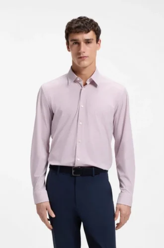 Bedrucktes Hemd in Regular-Fit aus Performance-Stretch-Jersey