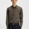 Bedrucktes Slim-Fit-Hemd aus Baumwollpopeline