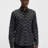 Bedrucktes Slim-Fit-Hemd aus Baumwollpopeline