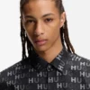 Bedrucktes Slim-Fit-Hemd aus Baumwollpopeline Bedrucktes Slim-Fit-Hemd aus Baumwollpopeline