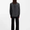 Bedrucktes Slim-Fit-Hemd aus Baumwollpopeline Bedrucktes Slim-Fit-Hemd aus Baumwollpopeline