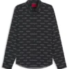 Bedrucktes Slim-Fit-Hemd aus Baumwollpopeline