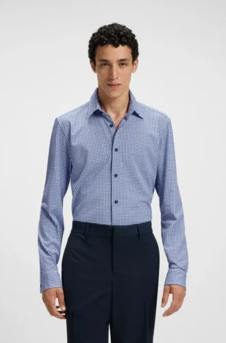 Bedrucktes Slim-Fit-Hemd aus einer Baumwollmischung