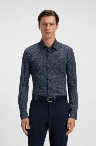 Bedrucktes Slim-Fit-Hemd aus einer Baumwollmischung