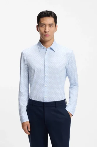 Bedrucktes Slim-Fit-Hemd aus einer Baumwollmischung