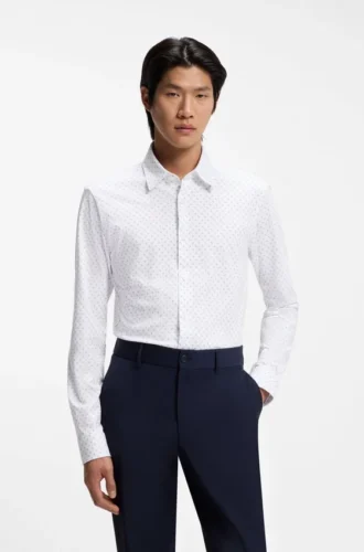 Bedrucktes Slim-Fit-Hemd aus einer Baumwollmischung
