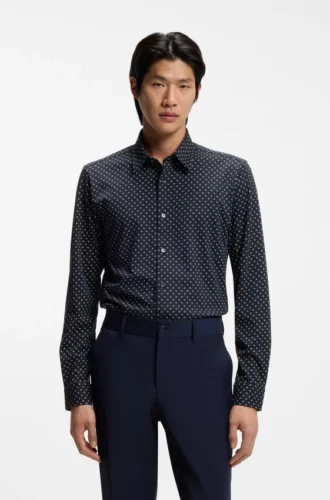 Bedrucktes Slim-Fit-Hemd aus einer Baumwollmischung