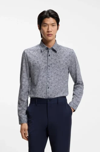Bedrucktes Slim-Fit-Hemd aus einer Baumwollmischung