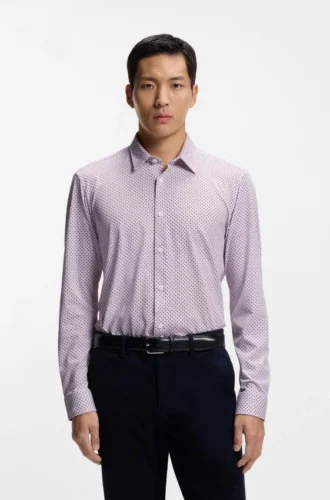 Bedrucktes Slim-Fit-Hemd aus einer Baumwollmischung