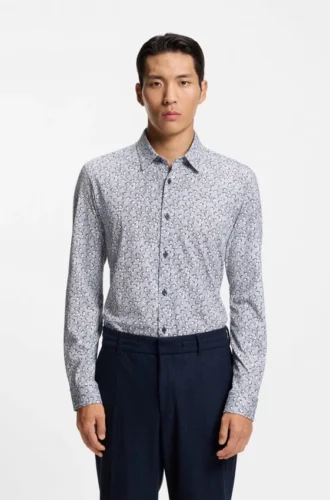 Bedrucktes Slim-Fit-Hemd aus einer Baumwollmischung