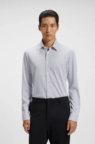Bedrucktes Slim-Fit-Hemd aus einer Baumwollmischung