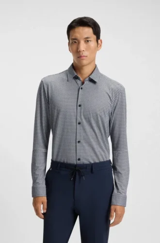 Bedrucktes Slim-Fit-Hemd aus Flex-Weave-Stoff