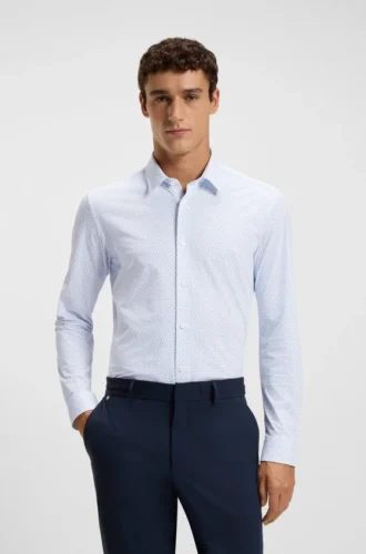 Bedrucktes Slim-Fit-Hemd aus italienischem Performance-Stretch-Jersey