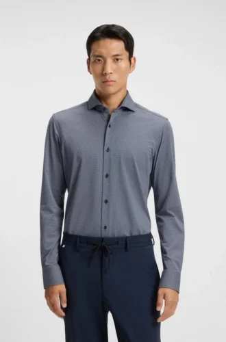 Bedrucktes Slim-Fit-Hemd aus italienischem Performance-Stretch-Jersey