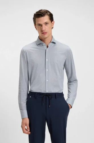 Bedrucktes Slim-Fit-Hemd aus italienischem Performance-Stretch-Jersey