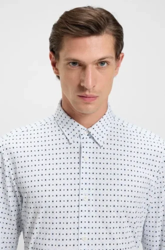 Bedrucktes Slim-Fit-Hemd aus italienischem Performance-Stretch-Jersey