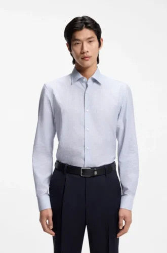 Bedrucktes Slim-Fit-Hemd aus italienischem Twill