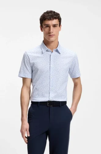Bedrucktes Slim-Fit-Hemd aus Jersey mit Baumwollanteil