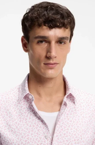 Bedrucktes Slim-Fit-Hemd aus Jersey mit Baumwollanteil
