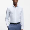 Bedrucktes Slim-Fit-Hemd aus knitterfreier Baumwolltwill